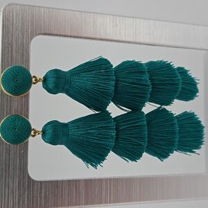BaubleBar Dark Aqua "Gabriela" Tassel Earrings